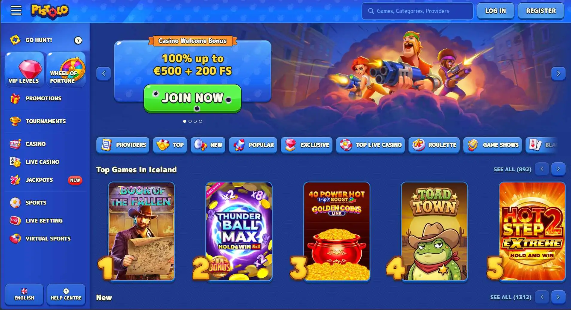 Pistolo Casino Screen