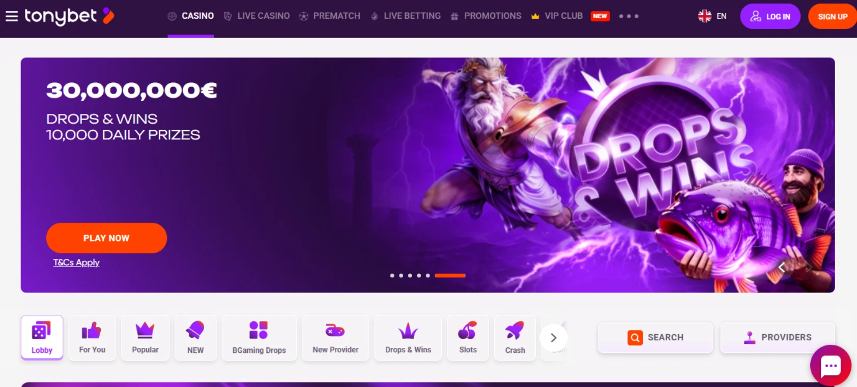 TonyBet Screen